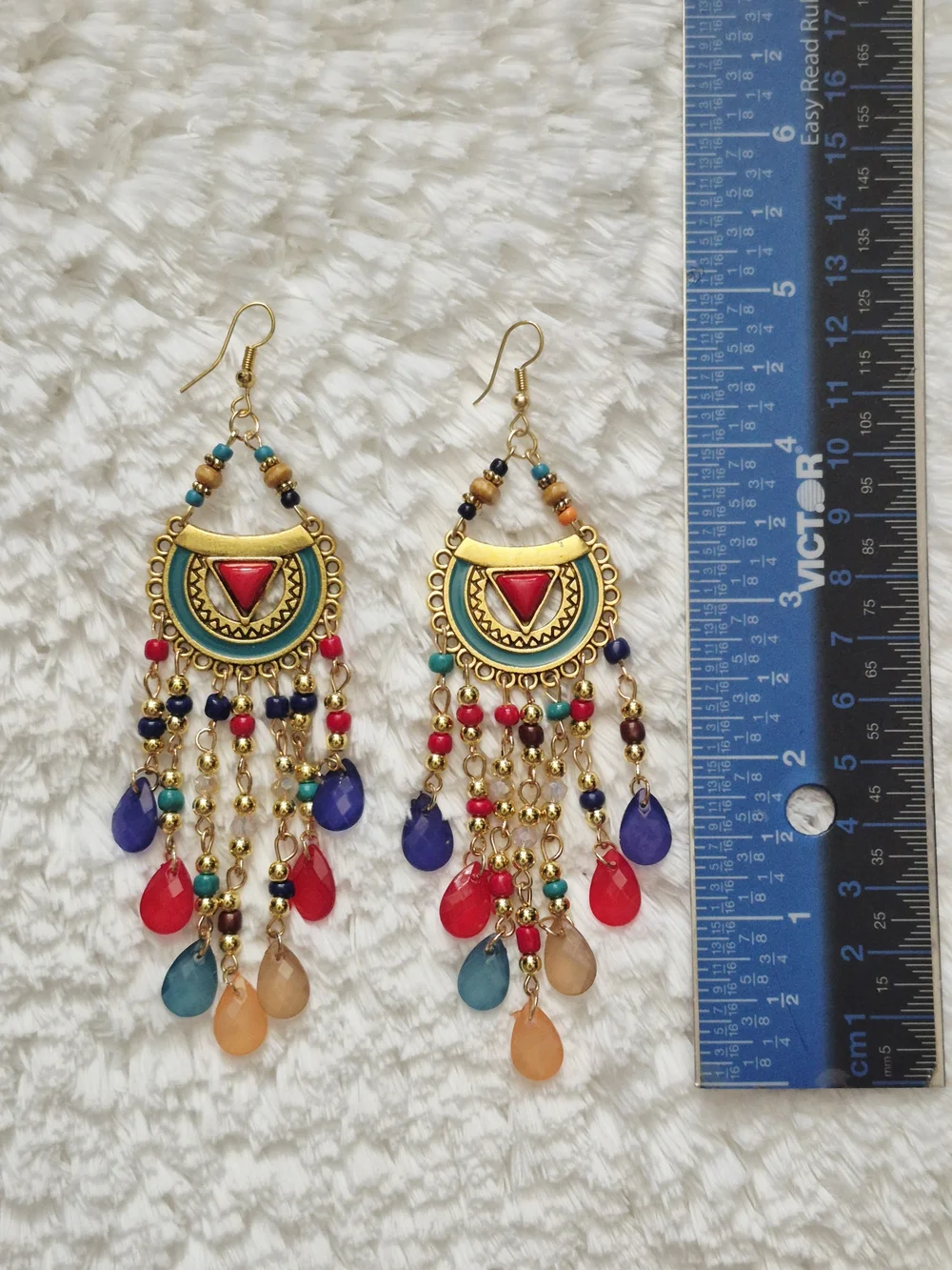 Bohemian Gold Plated Multi Color Beaded Dangle Earrings